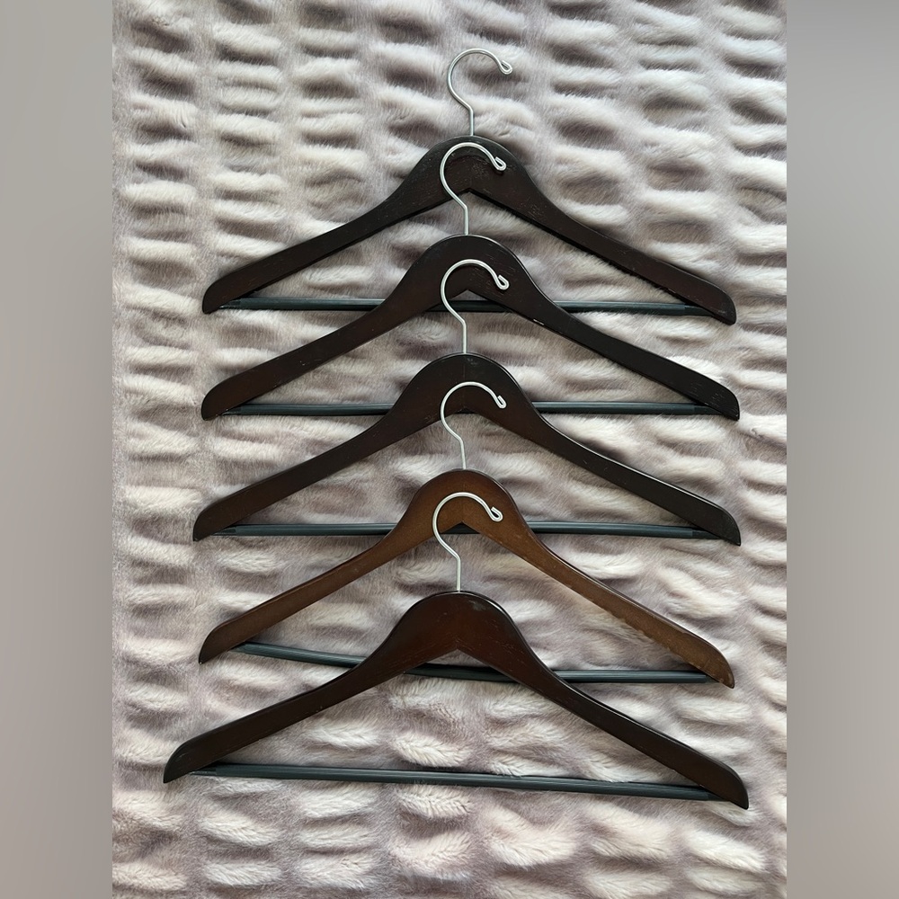 The Container Store Walnut Stained Wooden Hangers